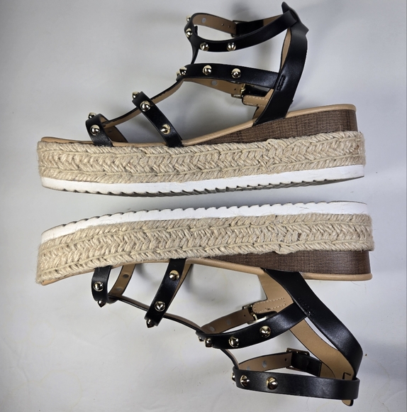 Soda Somehow Open Toe Espadrille Wrap Adjustable Size 7 Woven Platform Sandals - Picture 4 of 7